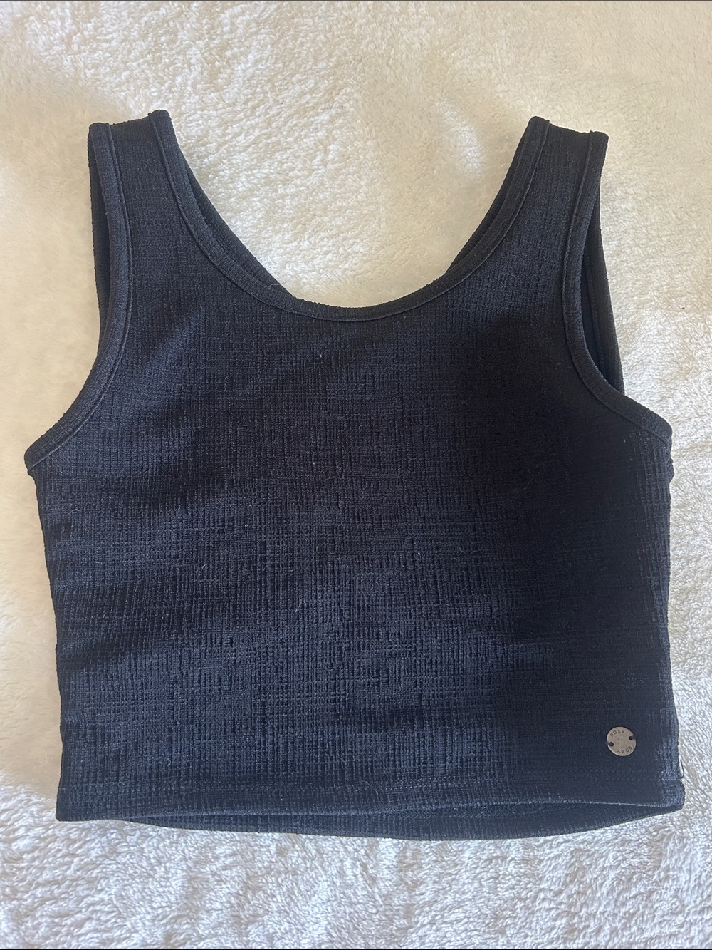 Roxy Black Ribbed Crop Tank Top
